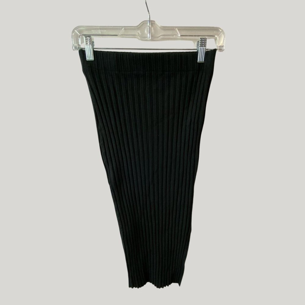 Simon Miller Akuma Rib-Knit Skirt Black Pleated Side Slit Sz Small Ribbed Basics - Picture 5 of 9